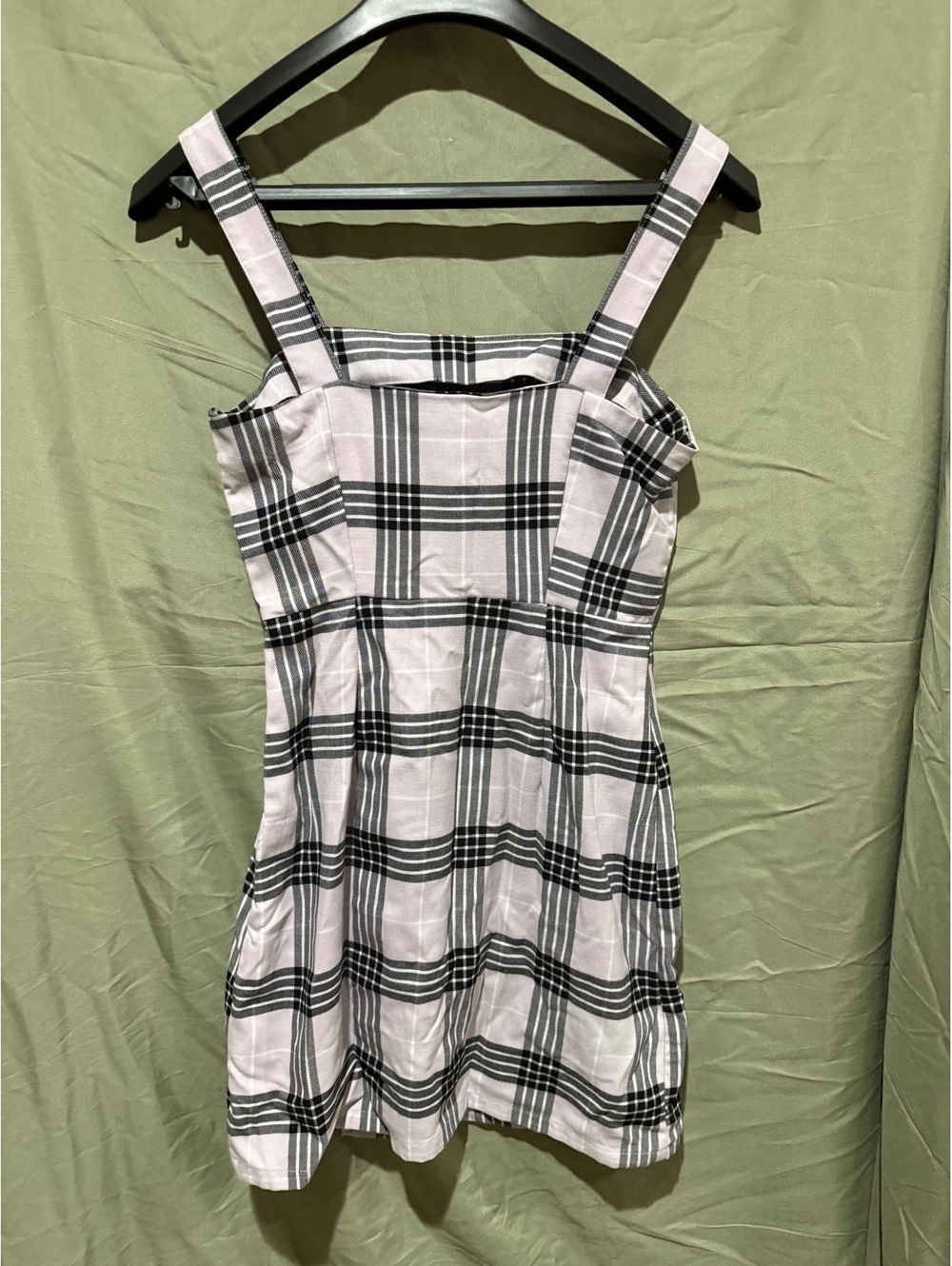 Divided Black and White Plaid Mini Dress